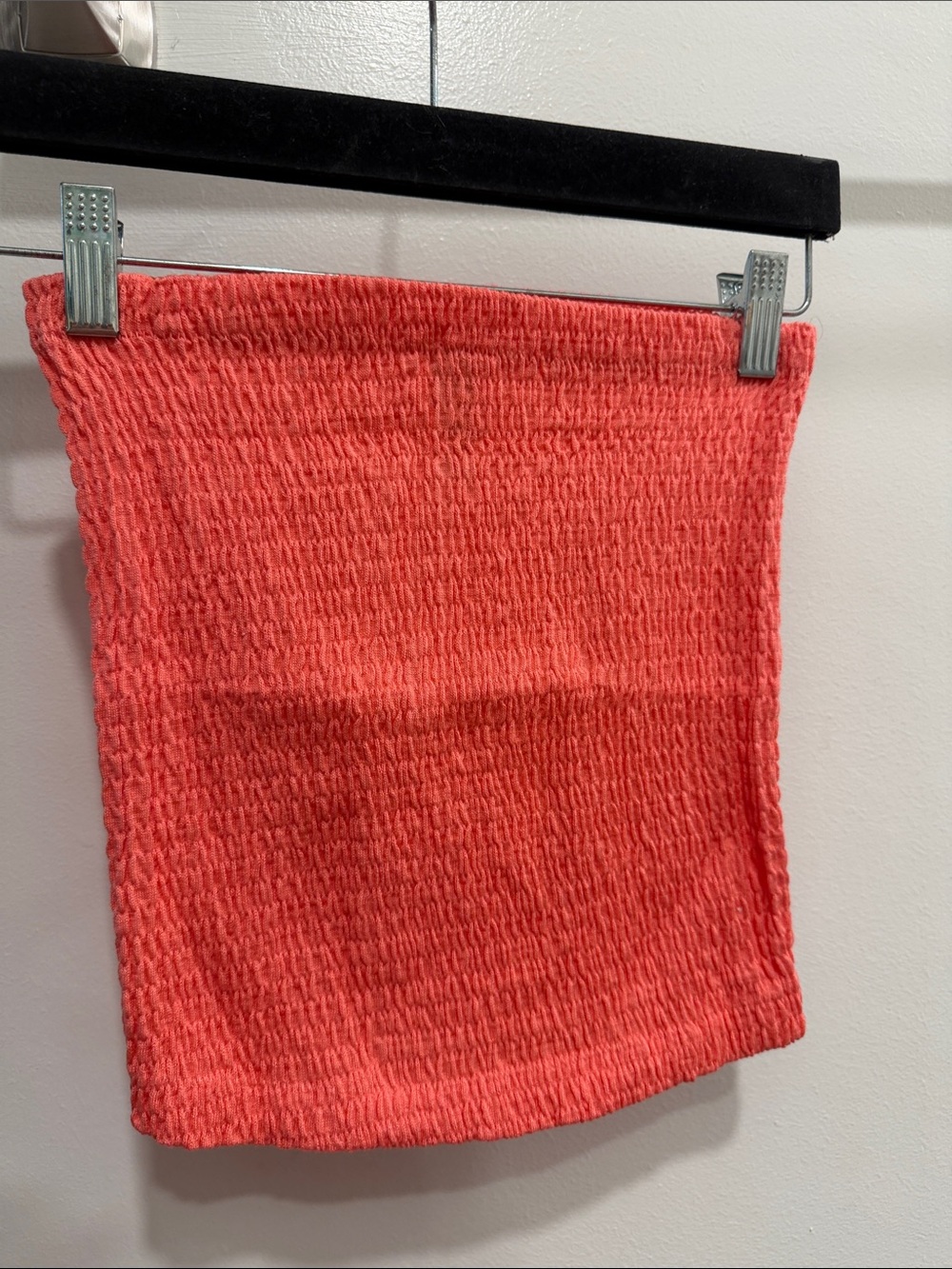 Smocked Coral Tube Crop Top - Women's Strapless